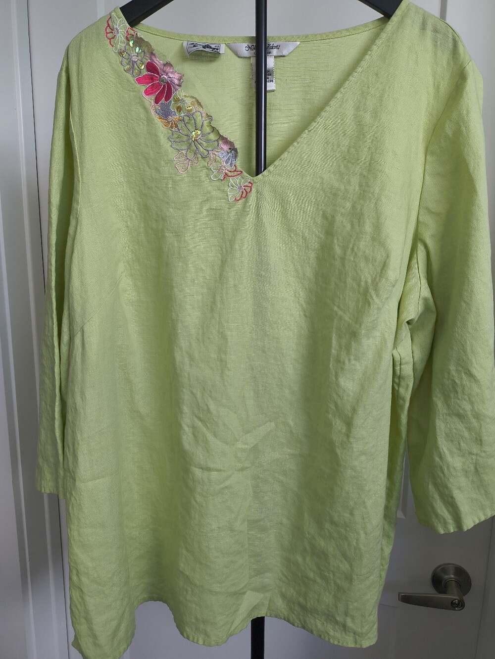 Nikki Valenti Woman Plus Size 24 Embroidered Tunic Shirt Blouse 100% IrishLinen